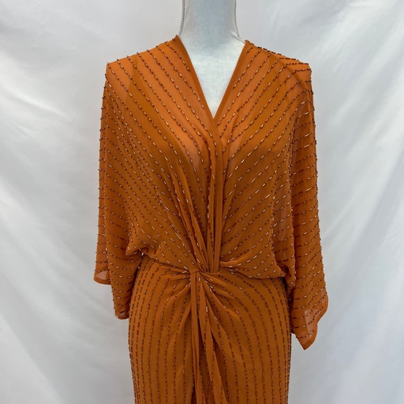 ASOS DESIGN midi kimono dress with starburst beading - Picture 2 of 4